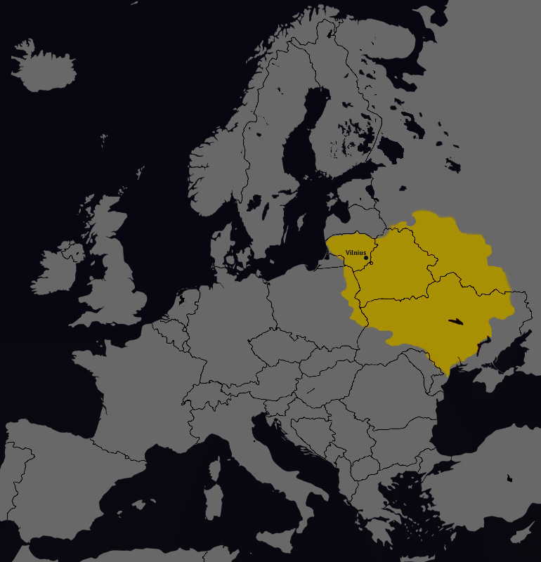 Map of Central Europe showing the Grand Duchy of Lithuania at its greatest territorial extent, c. 1416